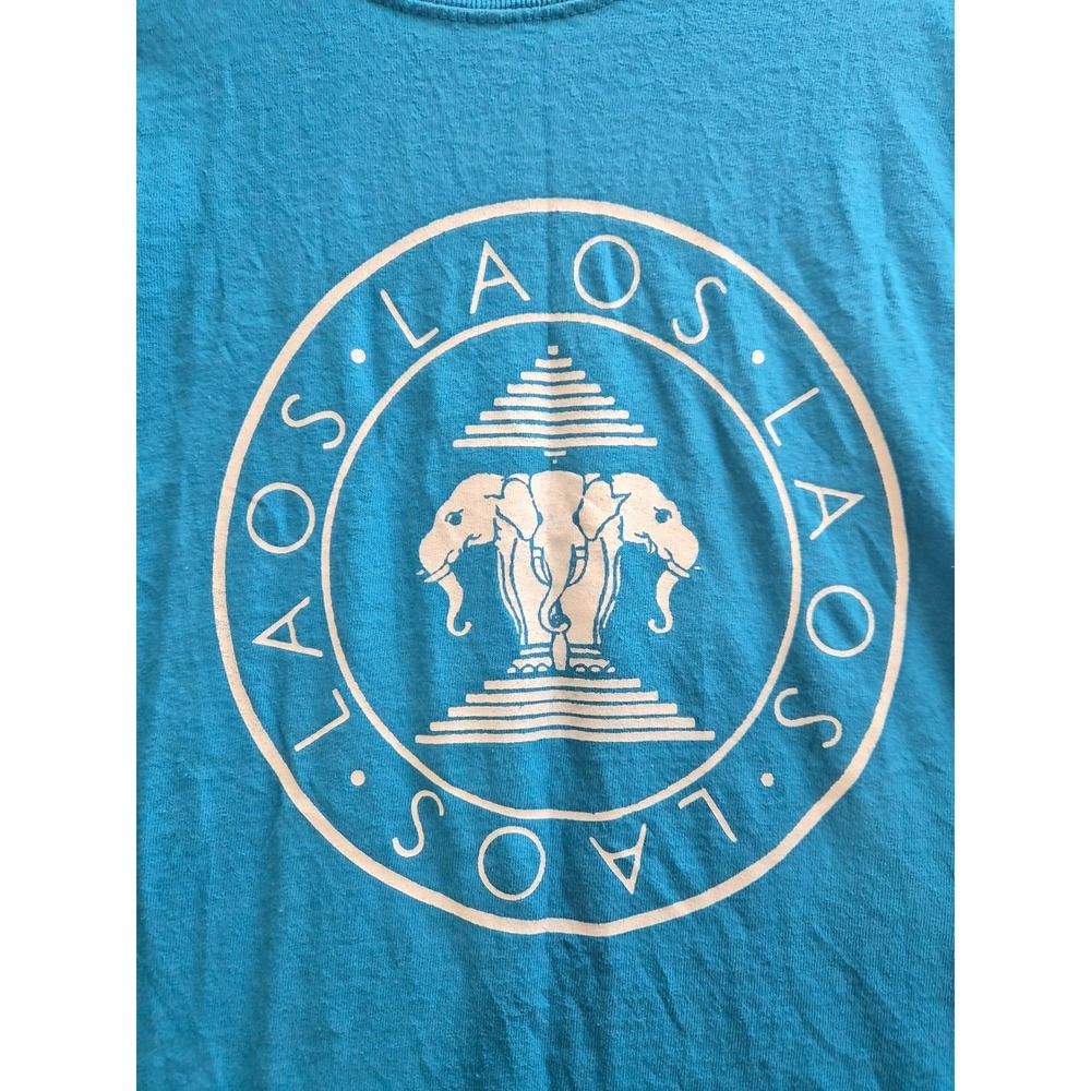 Gildan Arms of Laos T Shirt Mens Large Blue Graphic Cotton Crew Neck Streetwear - Picture 3 of 9